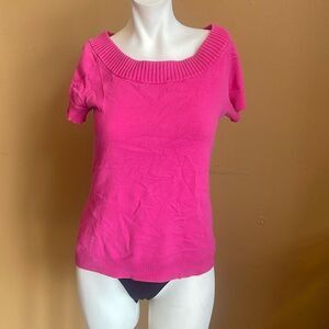 Isaac Mizrahi Off Shoulder cap Sleeve Womens T-shirt Size XS Pink